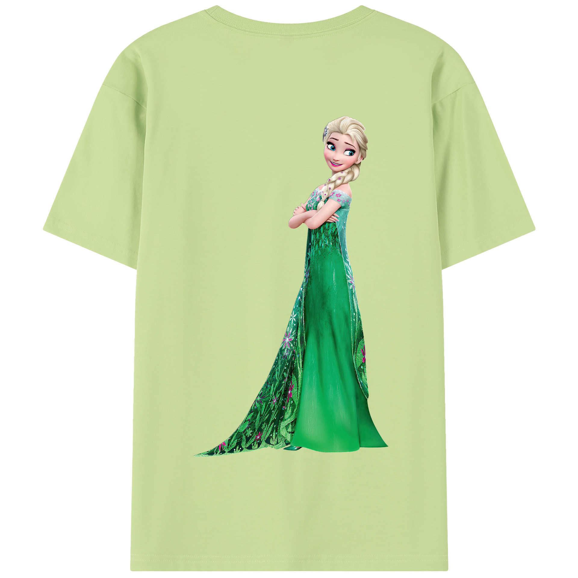 （画像用） アナと雪の女王 アンナ エルサ Frozen Anna Elsa 綿100％半袖Tシャツ（背面プリント）
